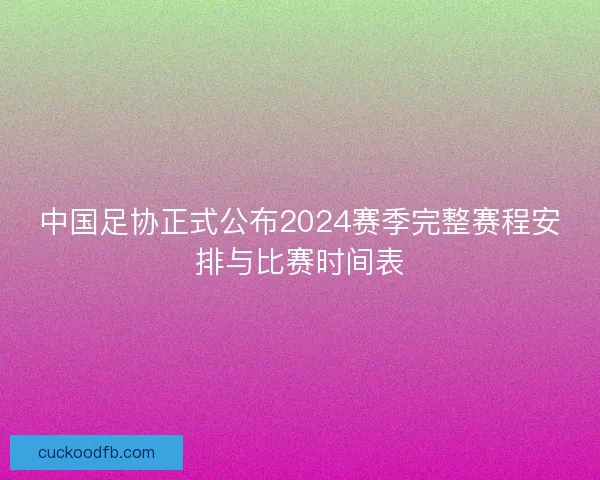 中国足协正式公布2024赛季完整赛程安排与比赛时间表